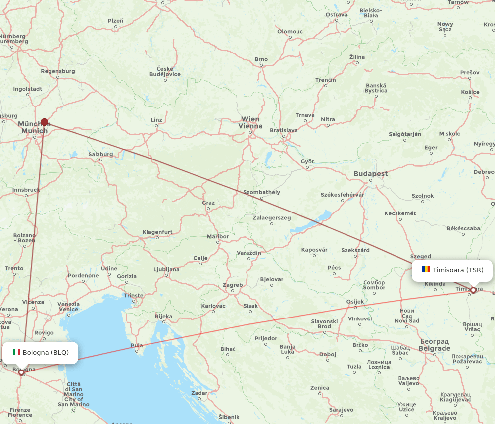 TSR to BLQ flights and routes map