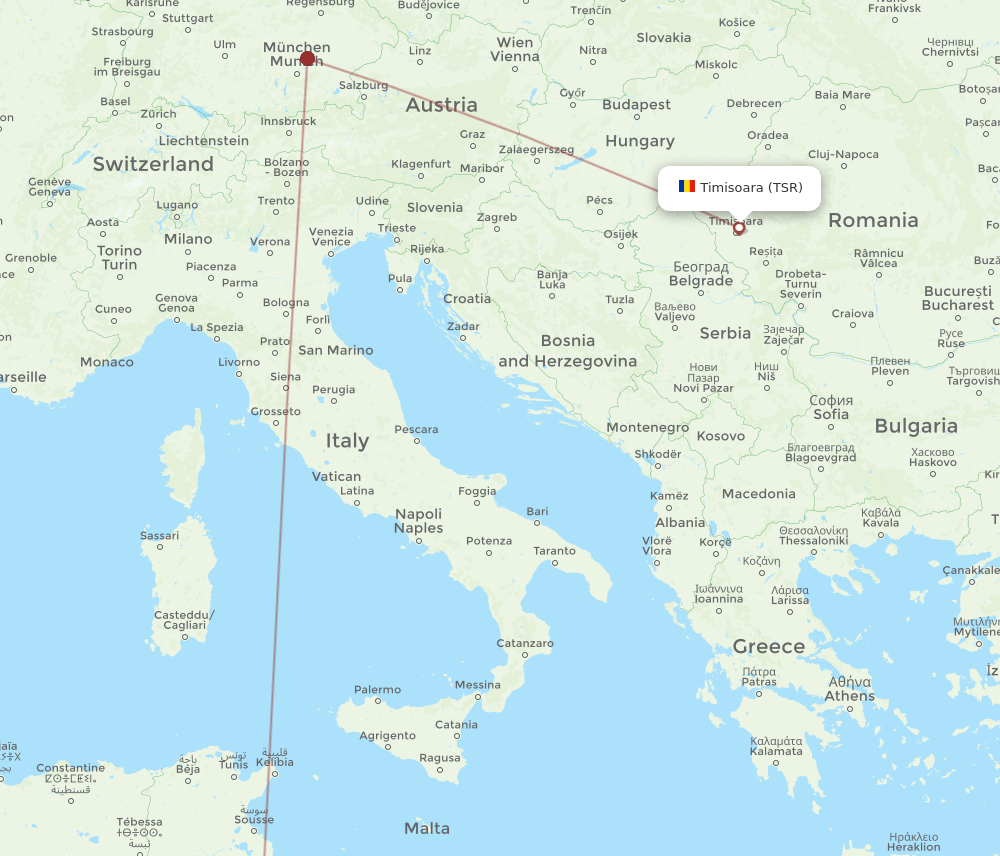 TSR to DJE flights and routes map