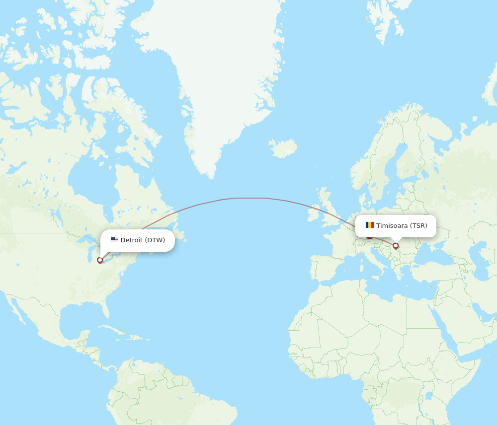 TSR-DTW flight routes