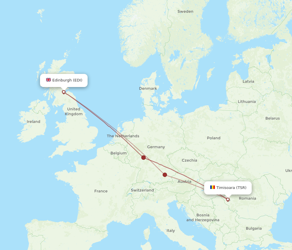 TSR to EDI flights and routes map