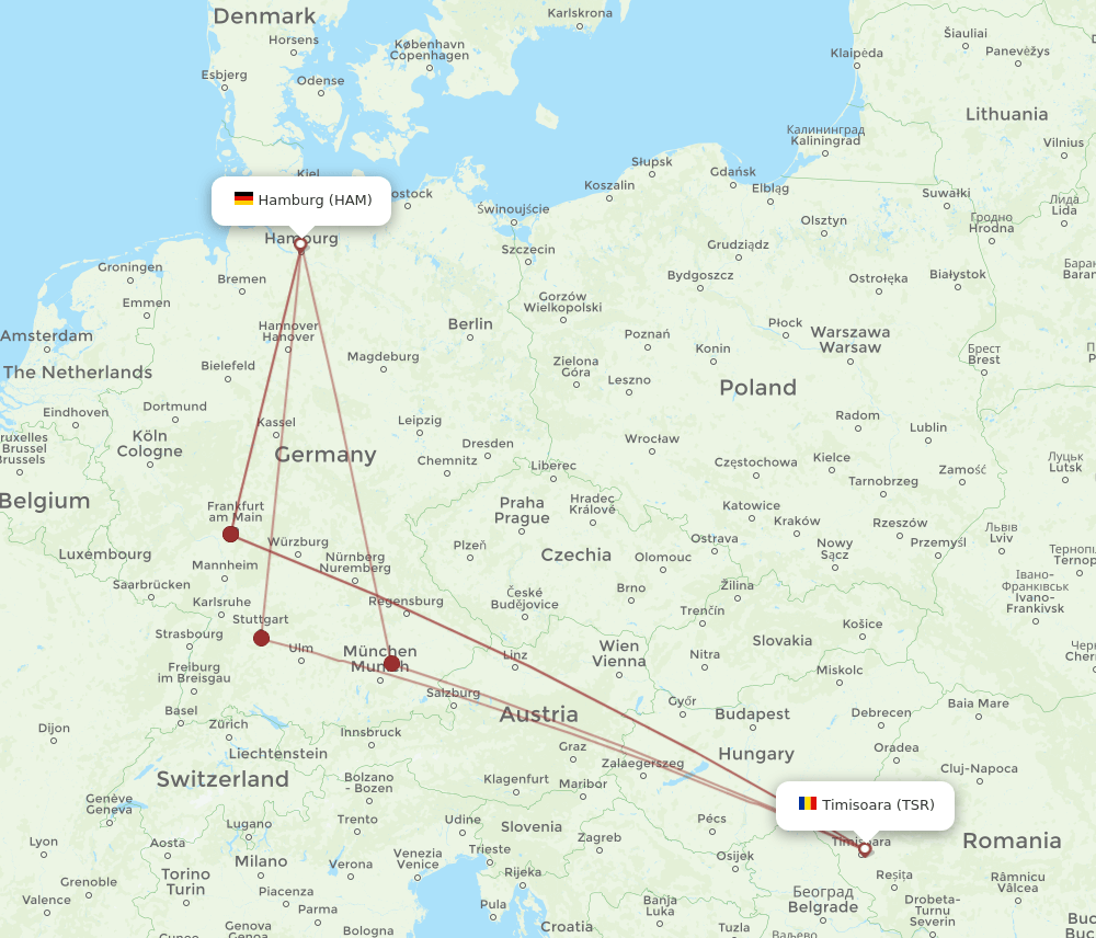 TSR-HAM flight routes