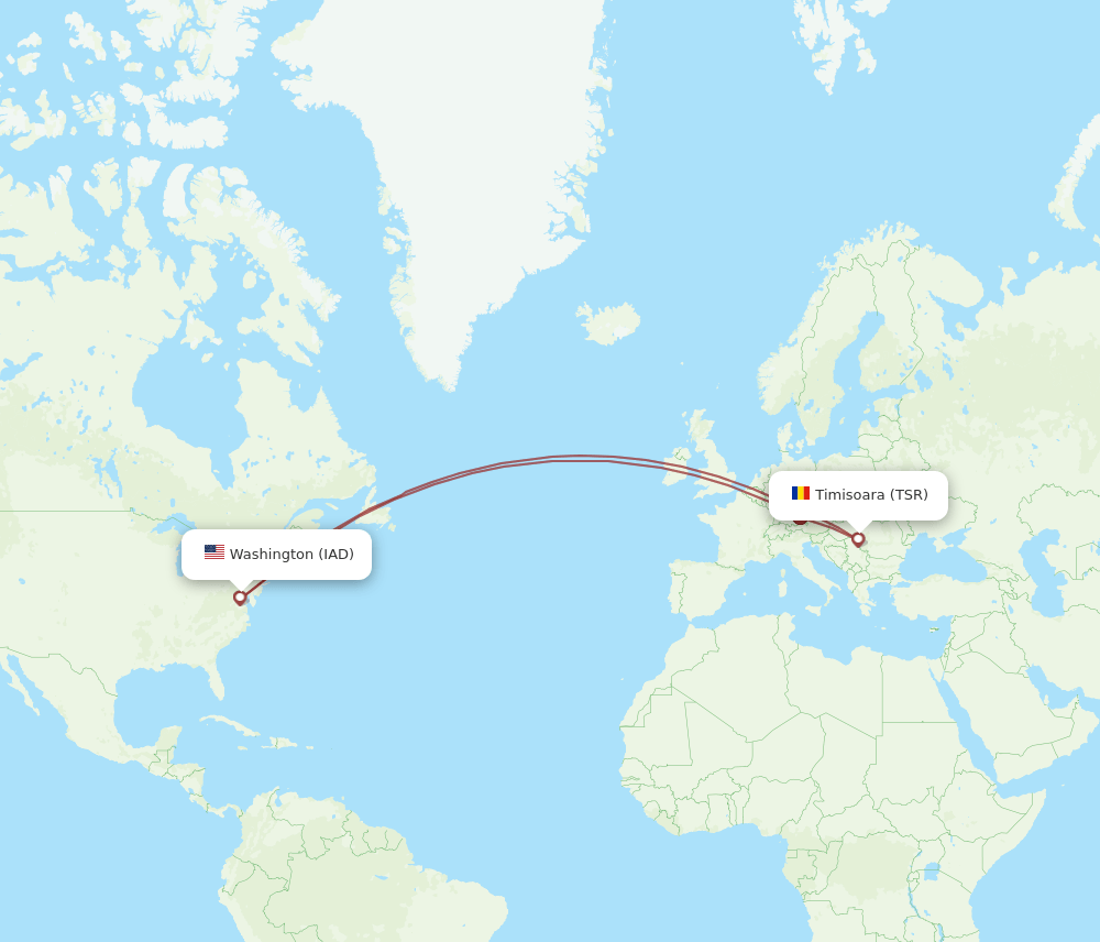 TSR-IAD flight routes