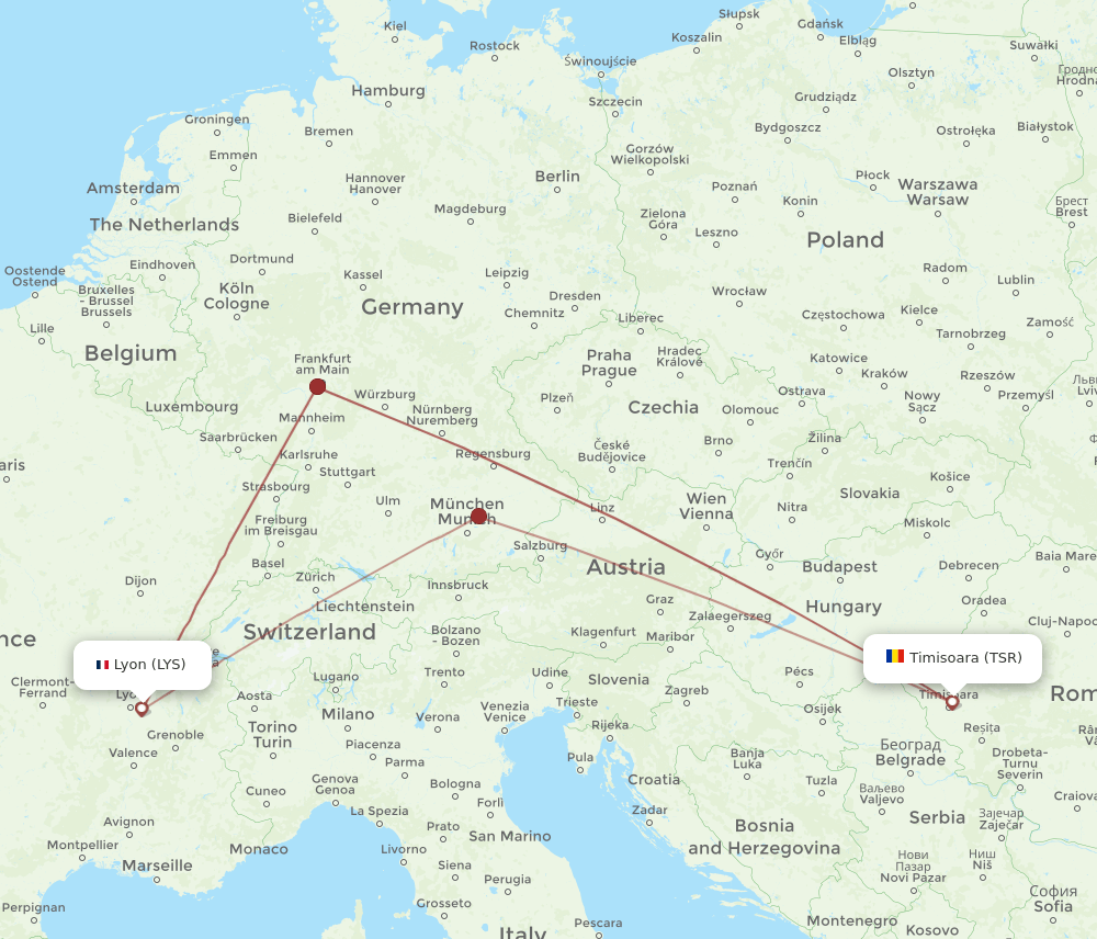 TSR-LYS flight routes