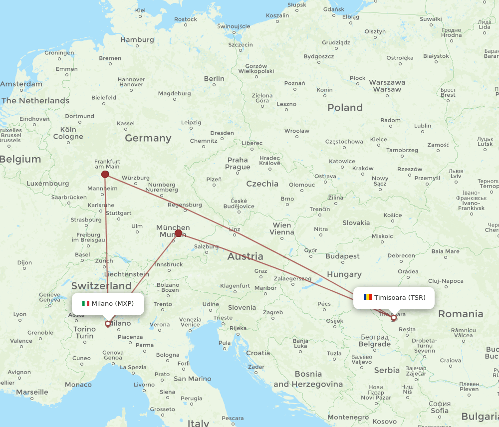 TSR to MXP flights and routes map