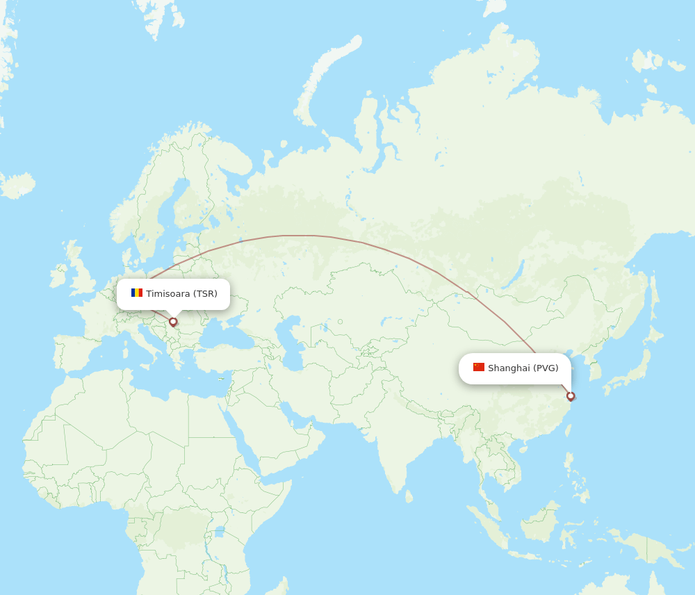TSR-PVG flight routes