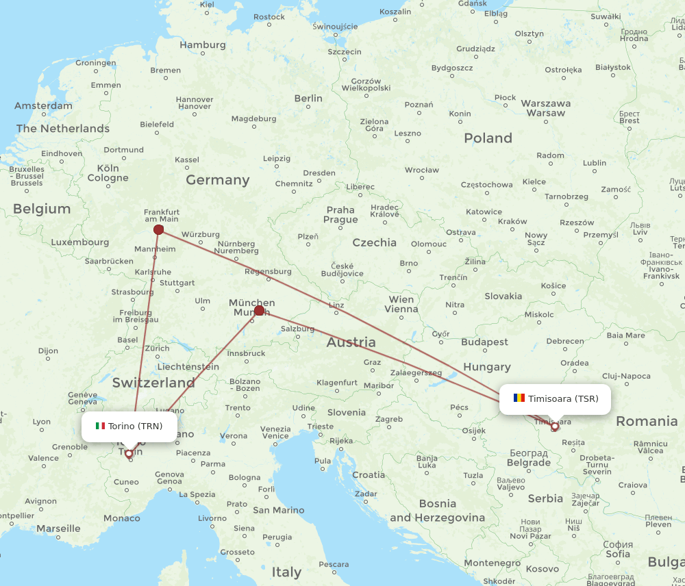 TSR to TRN flights and routes map