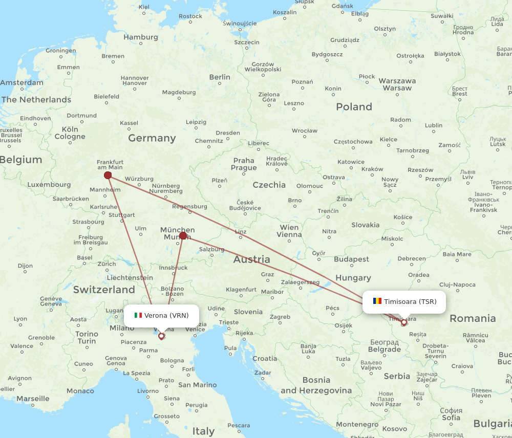TSR to VRN flights and routes map