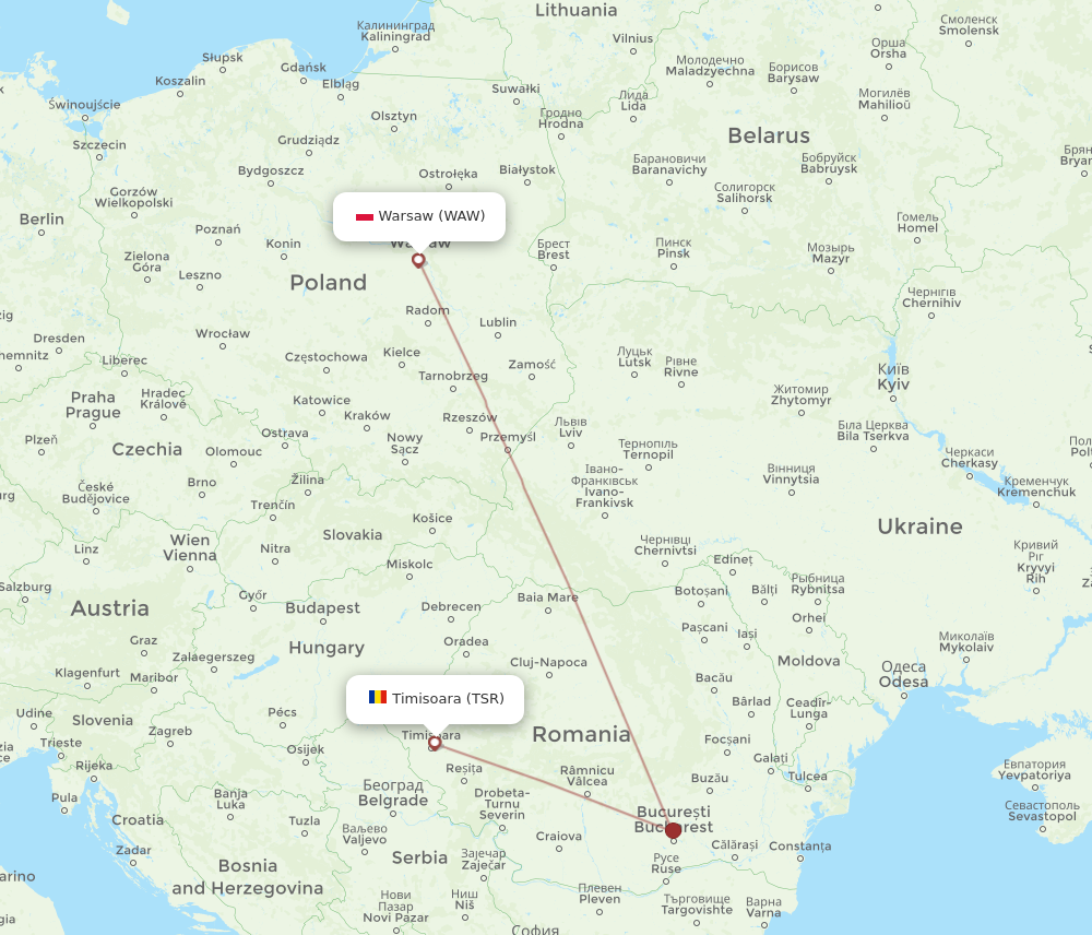 TSR to WAW flights and routes map