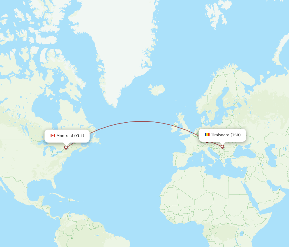 TSR-YUL flight routes