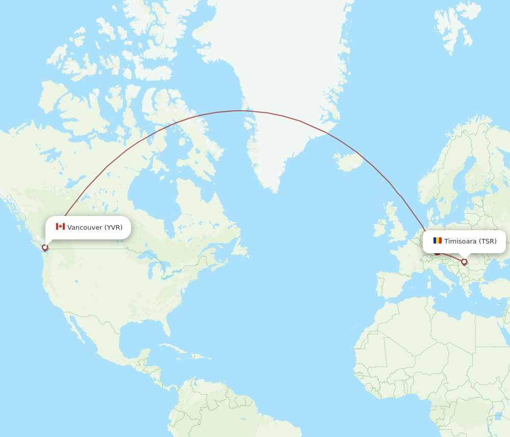 TSR-YVR flight routes