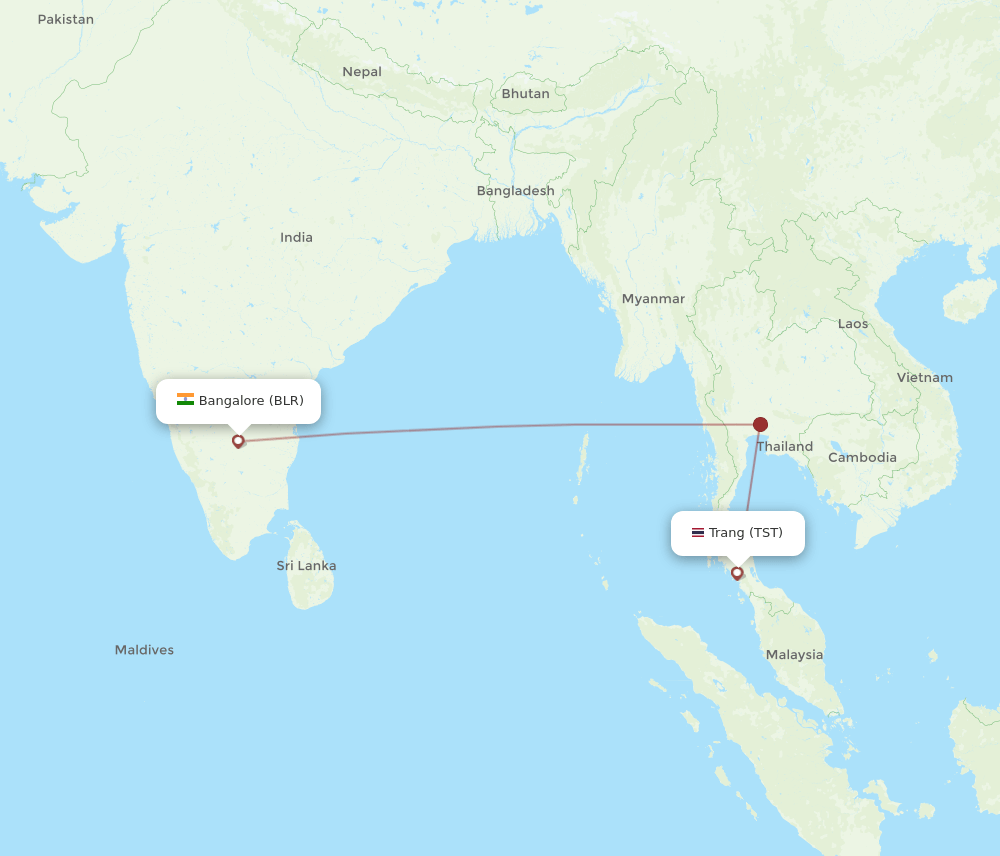 TST-BLR flight routes