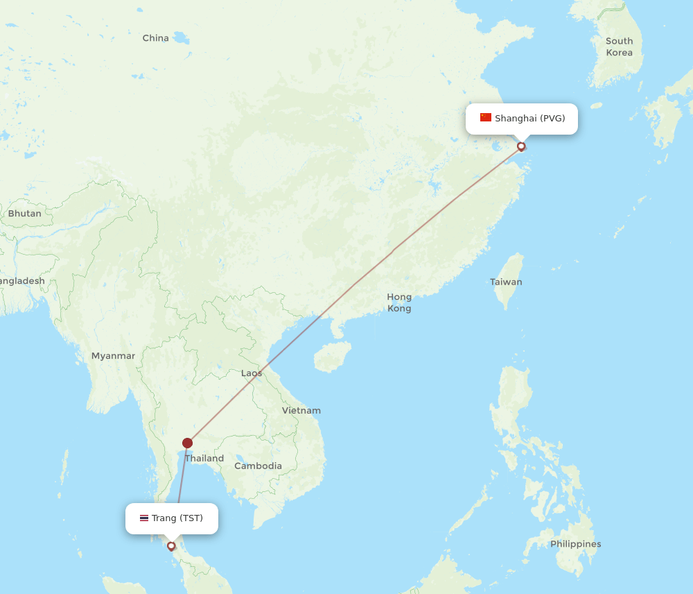 PVG to TST flights and routes map