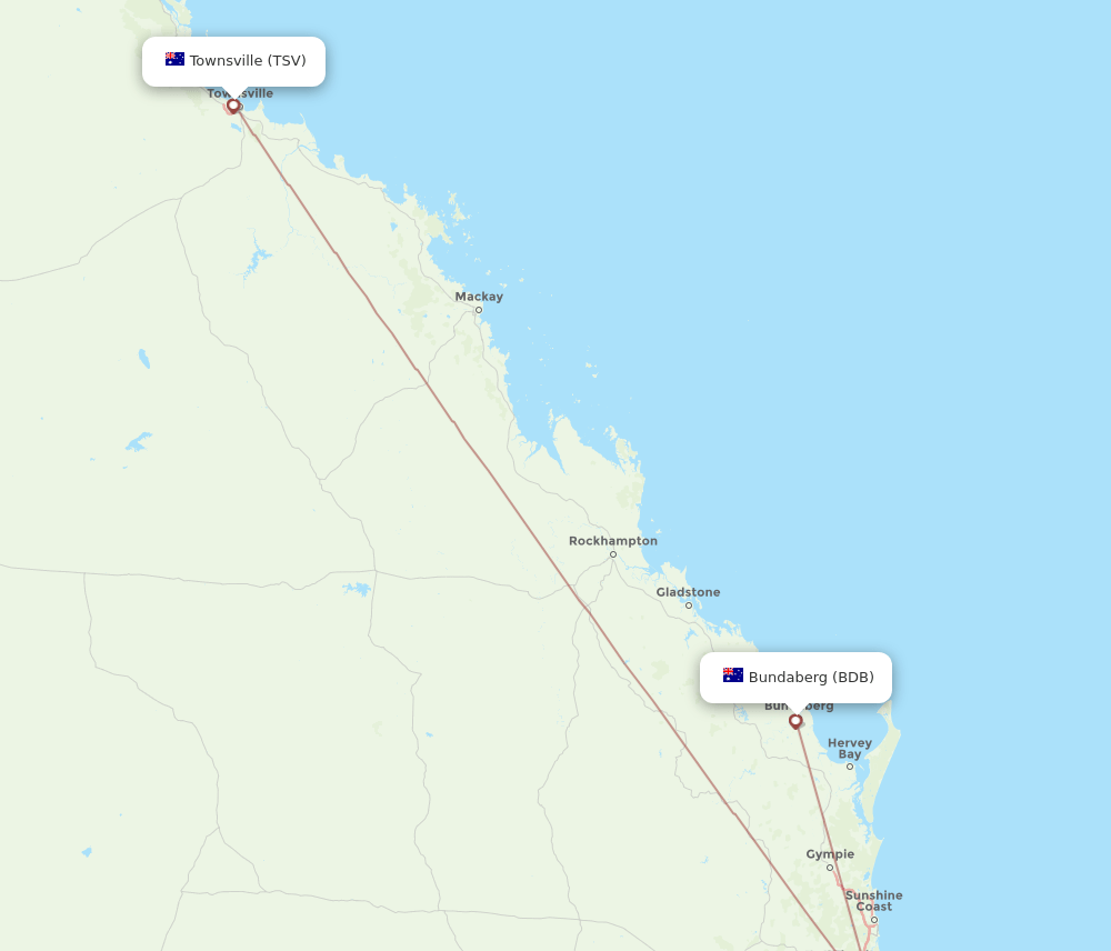 TSV to BDB flights and routes map