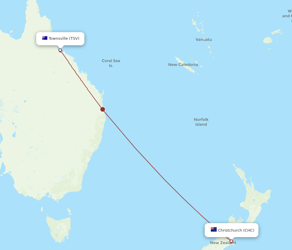TSV-CHC flight routes