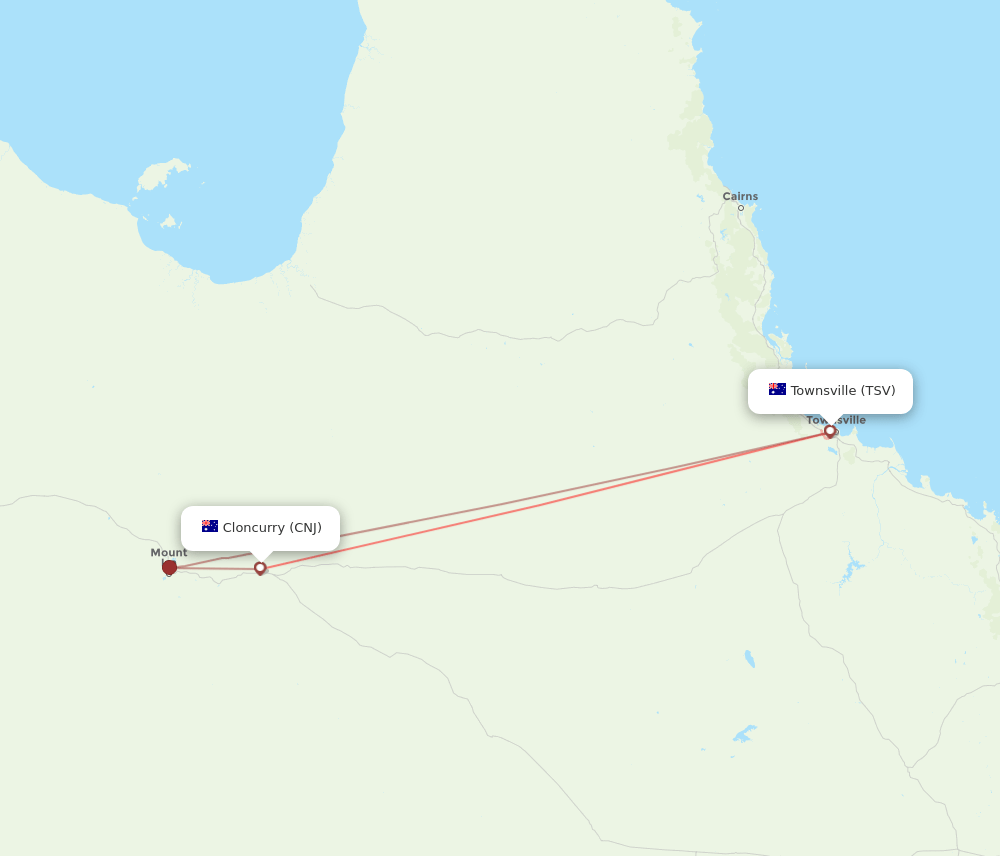 TSV to CNJ flights and routes map