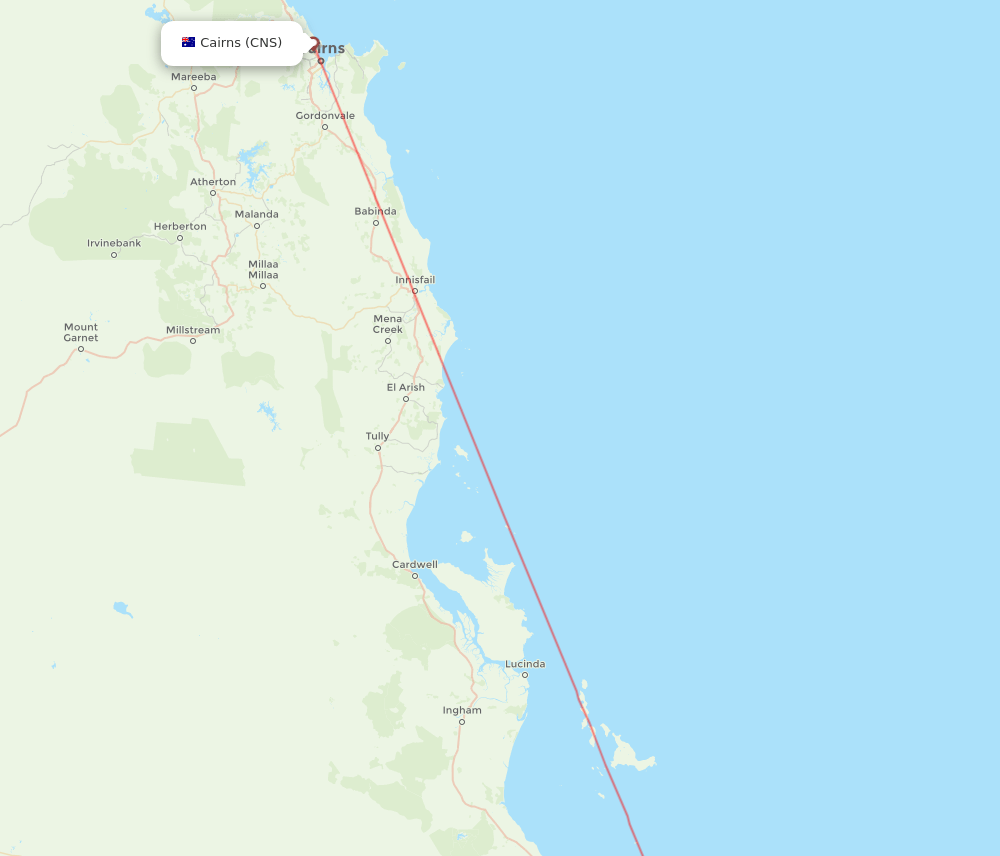Townsville - Cairns route map and flight paths