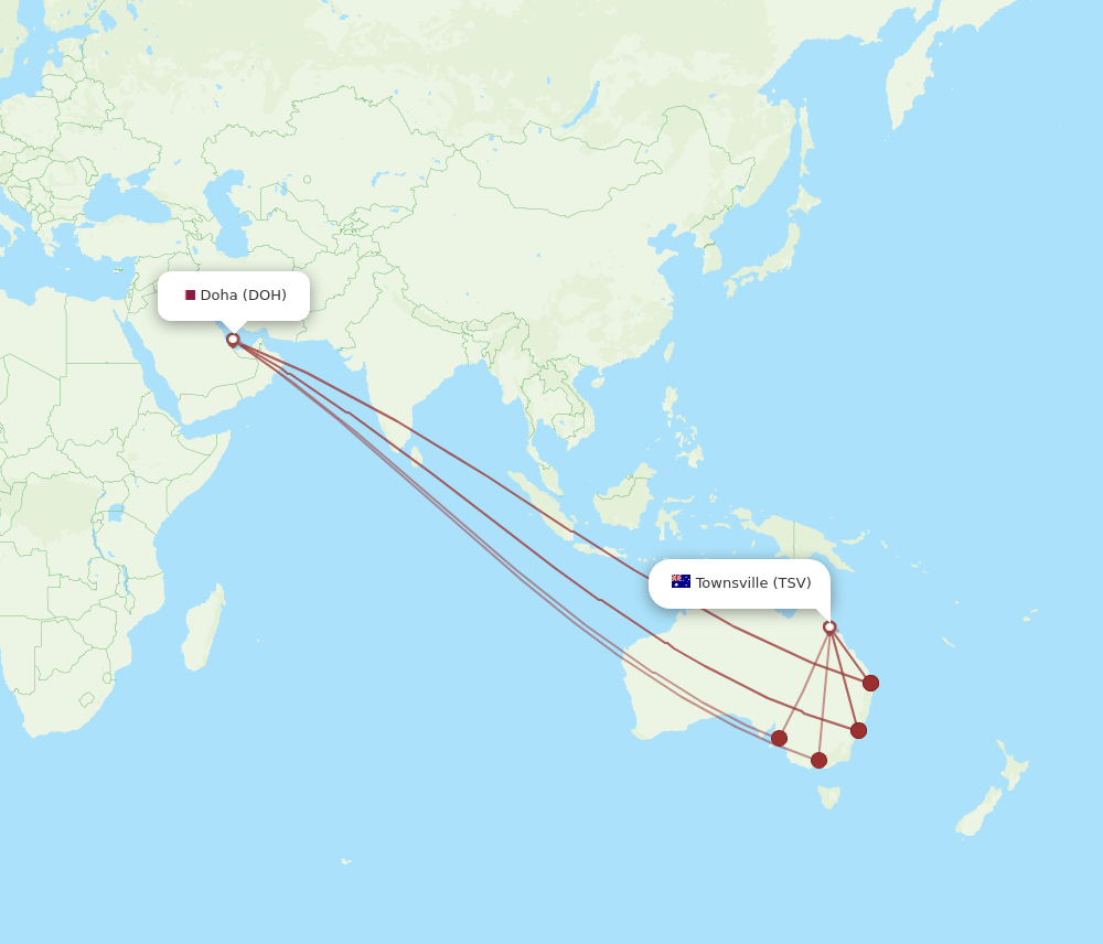 TSV-DOH flight routes