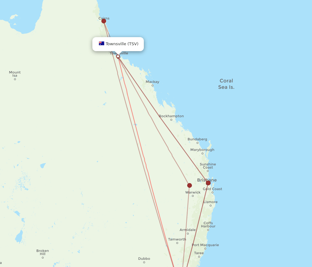 TSV-SYD flight routes