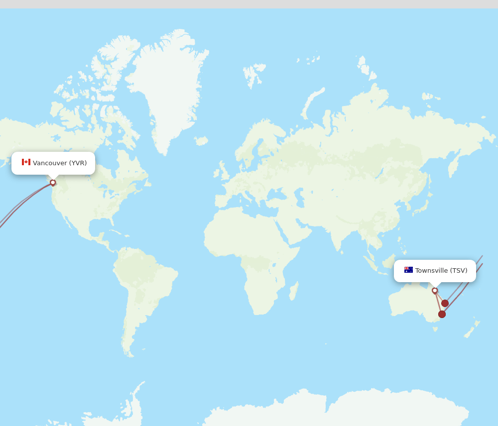 YVR to TSV flights and routes map