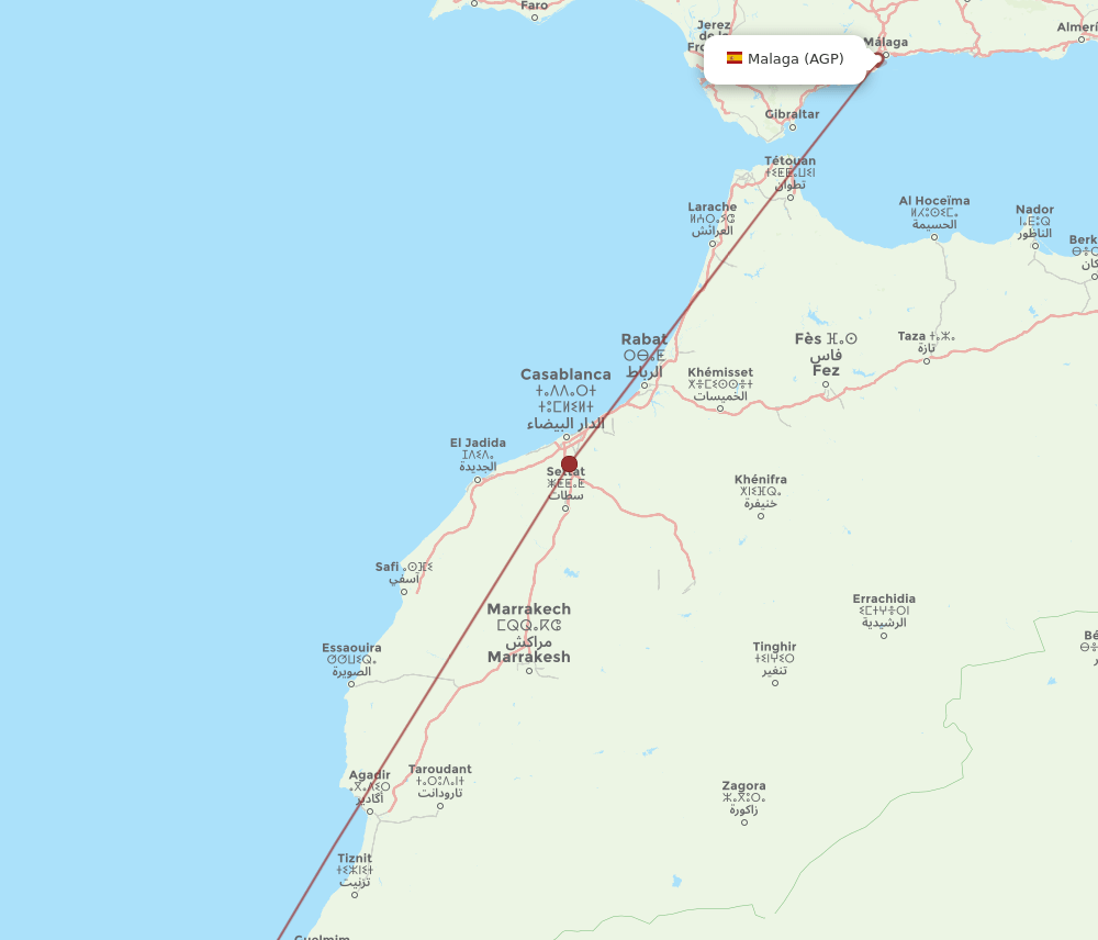 Malaga - Tan Tan route map and flight paths