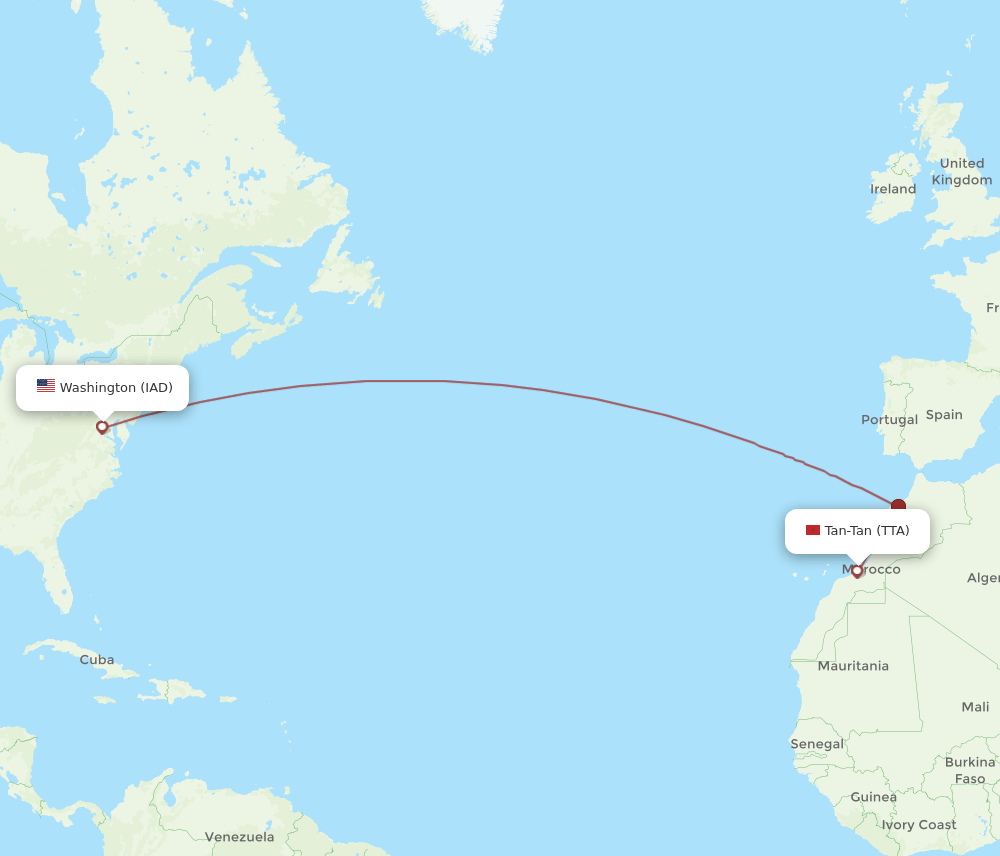 TTA to IAD flights and routes map