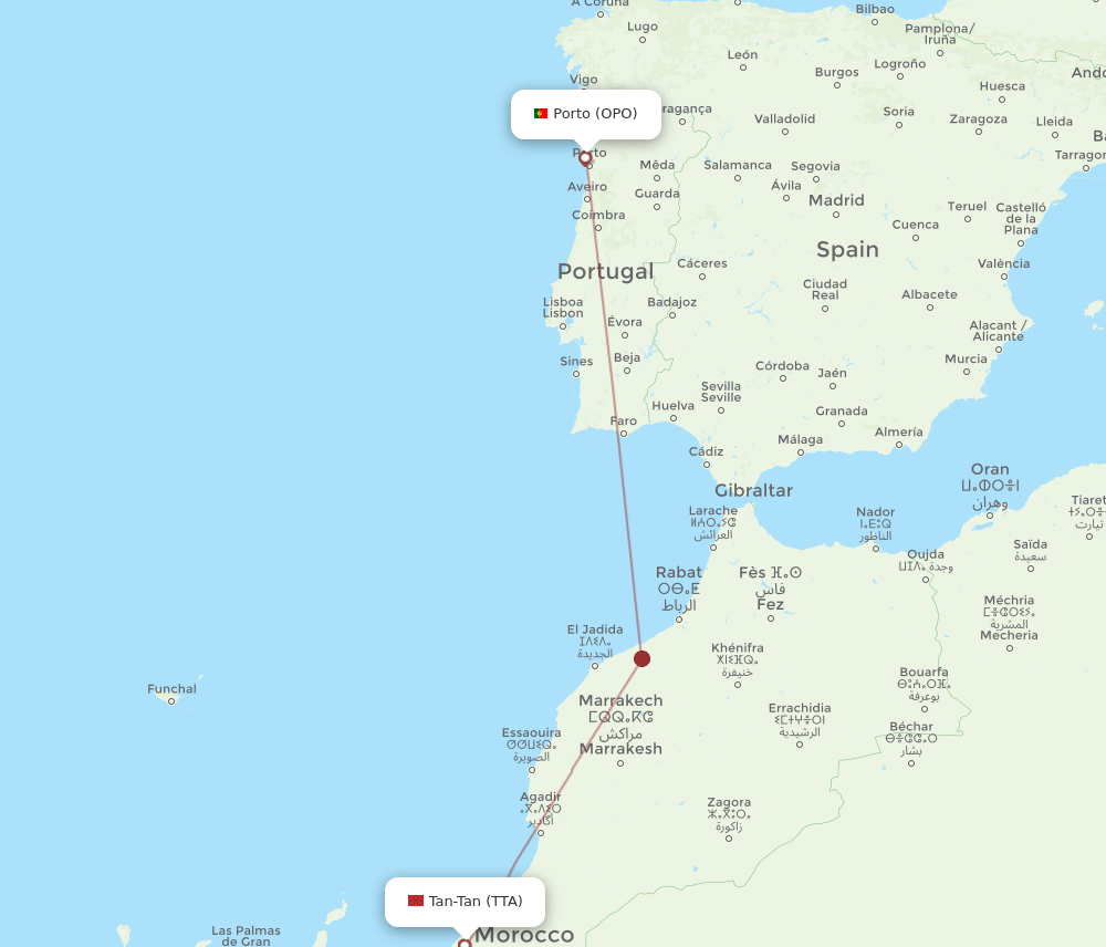 OPO to TTA flights and routes map