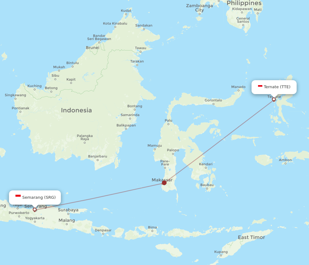 TTE-SRG flight routes