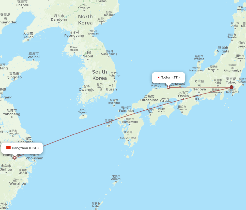 TTJ-HGH flight routes
