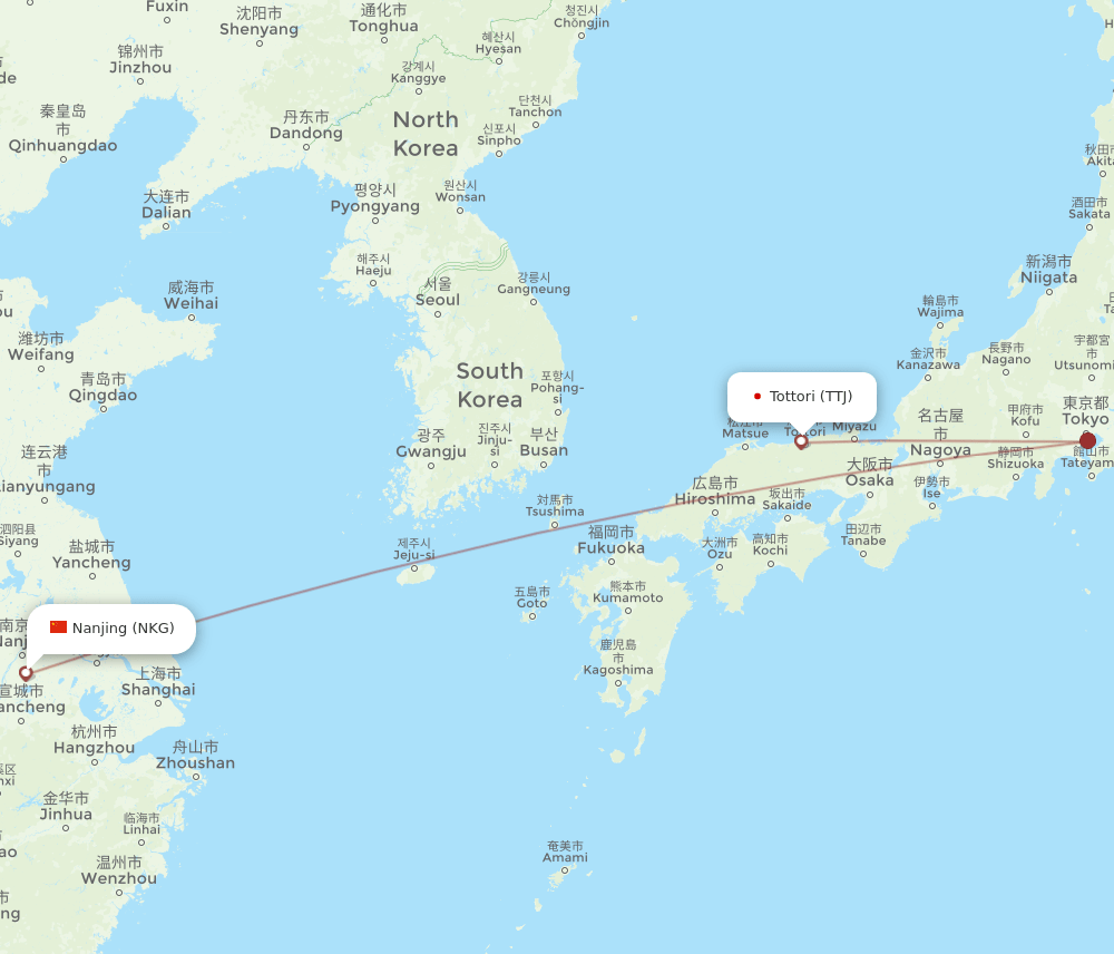 TTJ to NKG flights and routes map