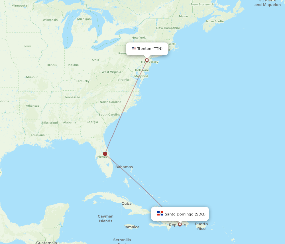 TTN to SDQ flights and routes map