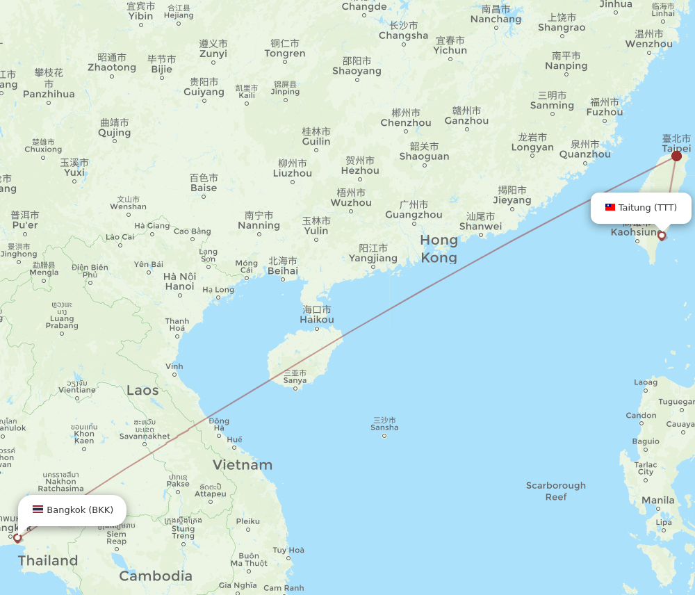 TTT-BKK flight routes