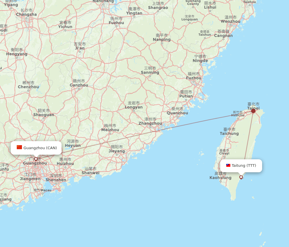 TTT-CAN flight routes
