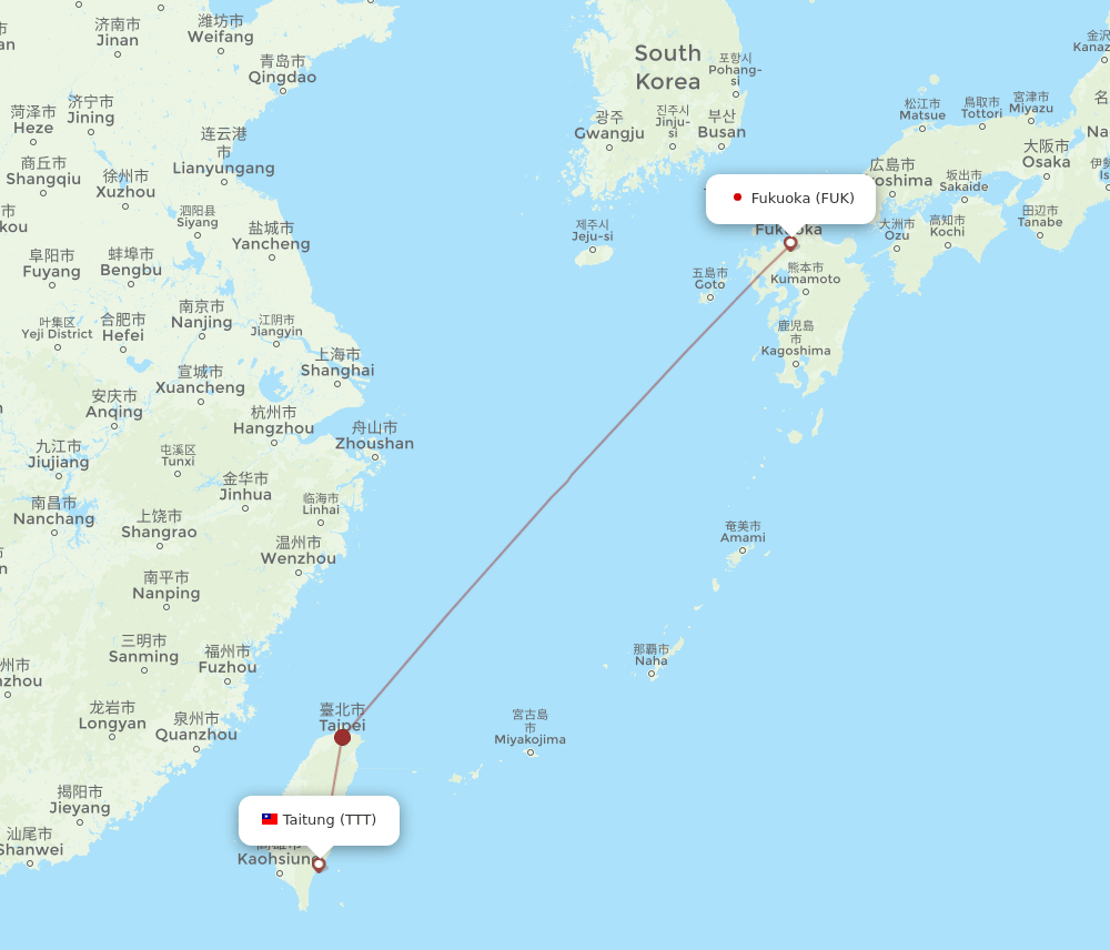 TTT-FUK flight routes