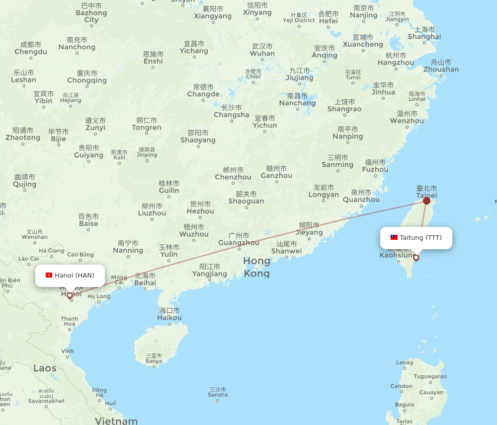 TTT-HAN flight routes