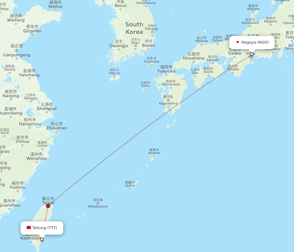 TTT-NGO flight routes