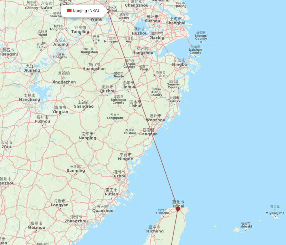 TTT-NKG flight routes