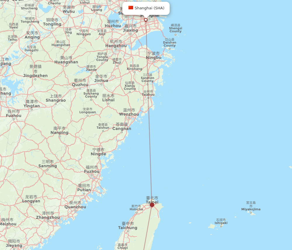 TTT-SHA flight routes