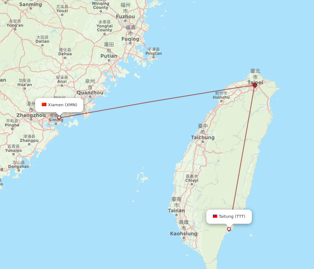 TTT-XMN flight routes