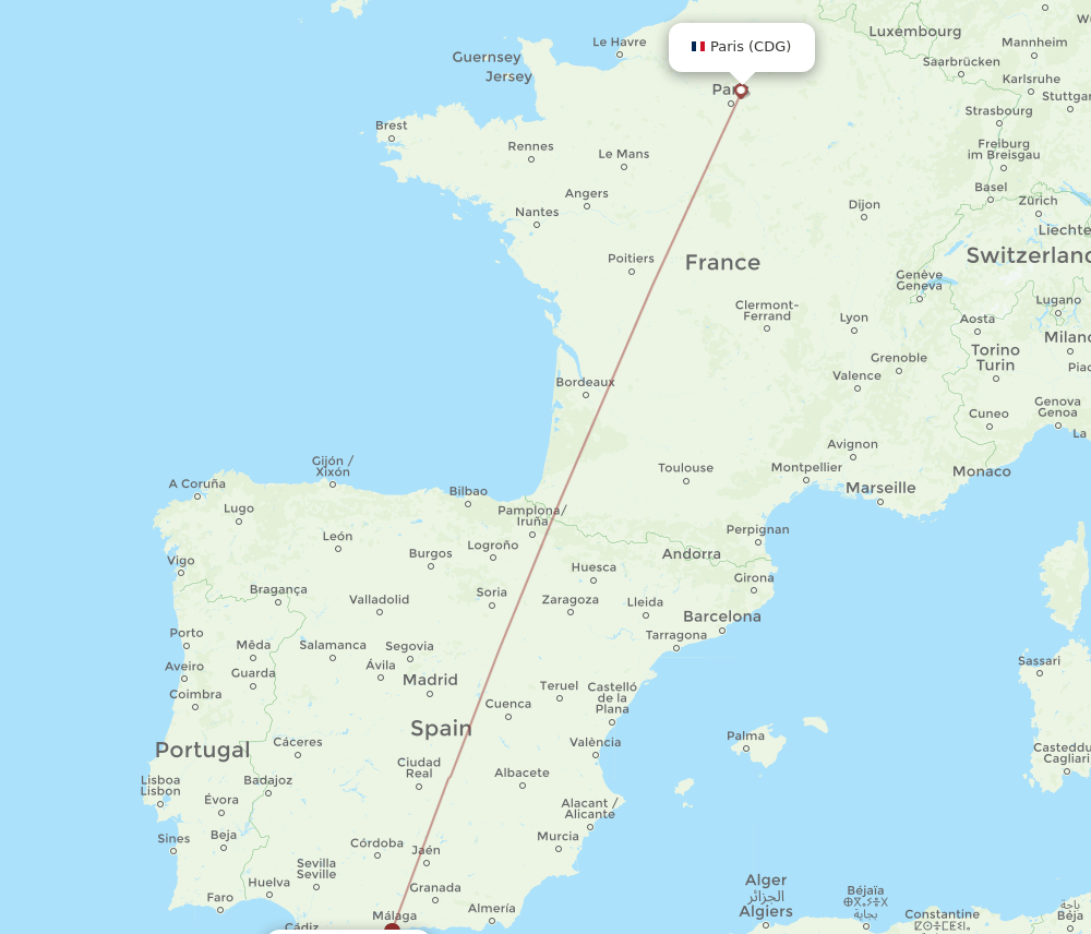 TTU-CDG flight routes