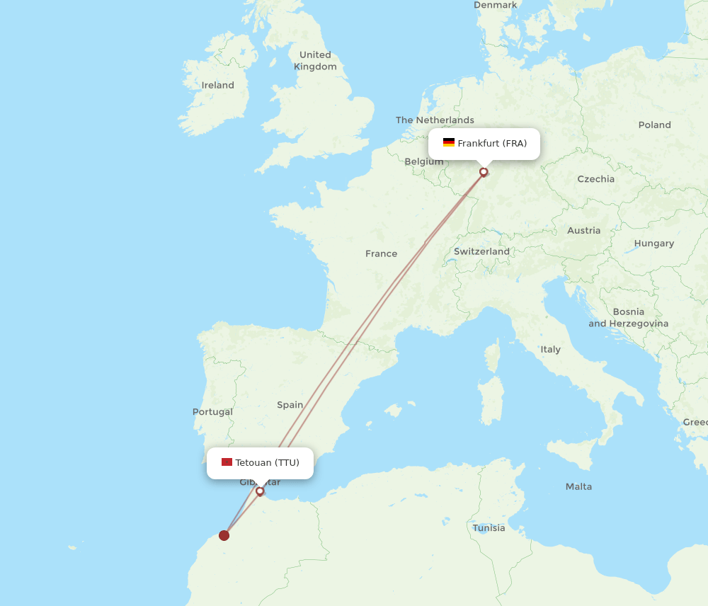 TTU to FRA flights and routes map