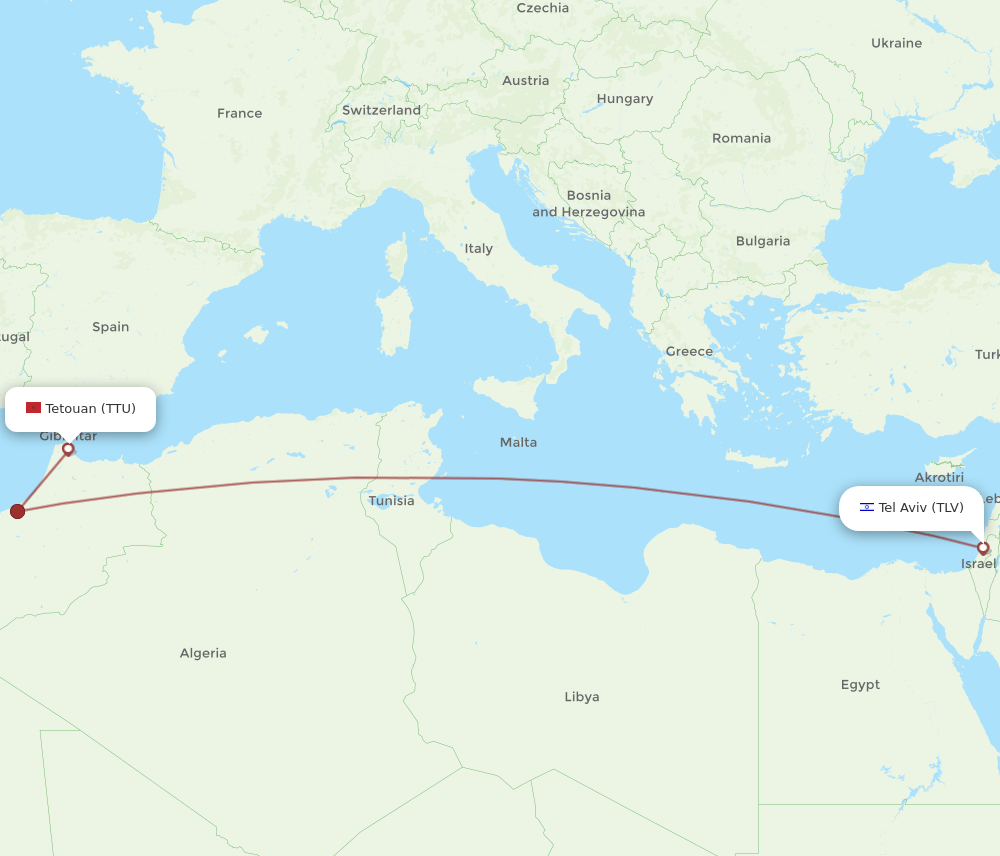 TTU-TLV flight routes