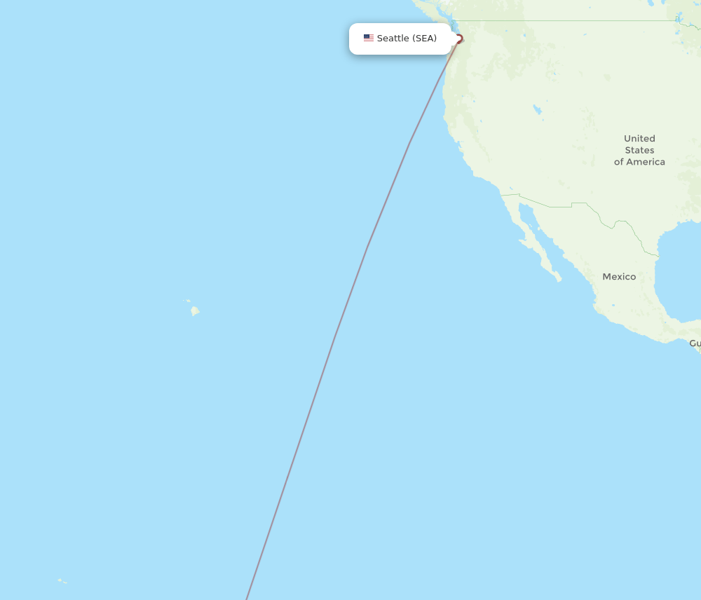 Seattle - Tubuai Island route map and flight paths