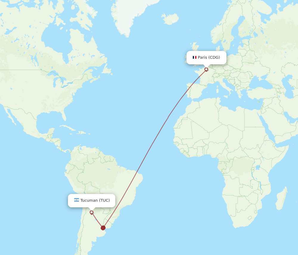 TUC-CDG flight routes