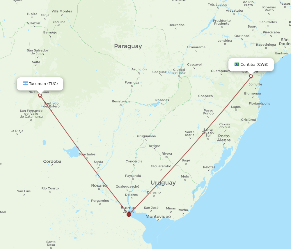 TUC-CWB flight routes