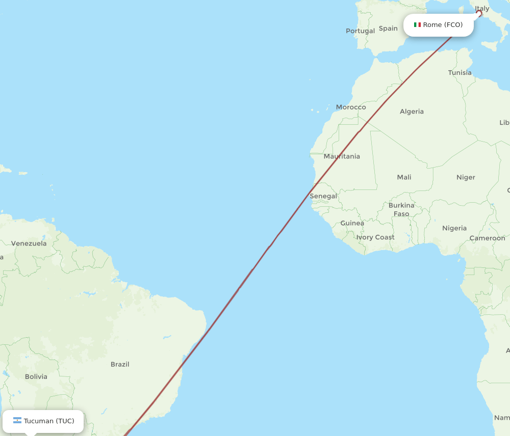 TUC-FCO flight routes
