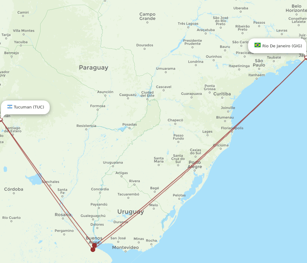 TUC-GIG flight routes