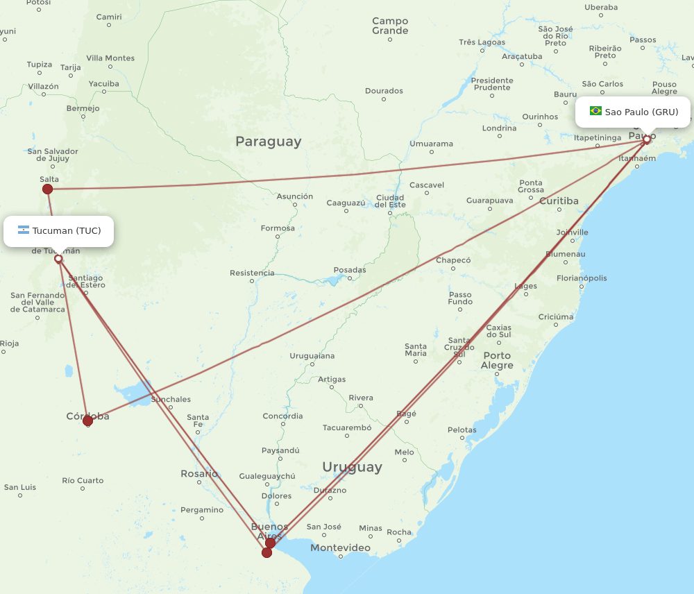 TUC-GRU flight routes