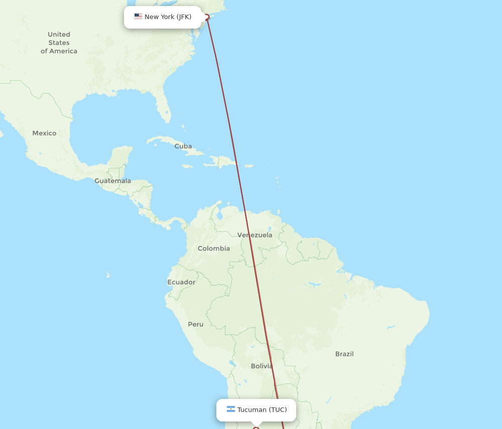 TUC-JFK flight routes