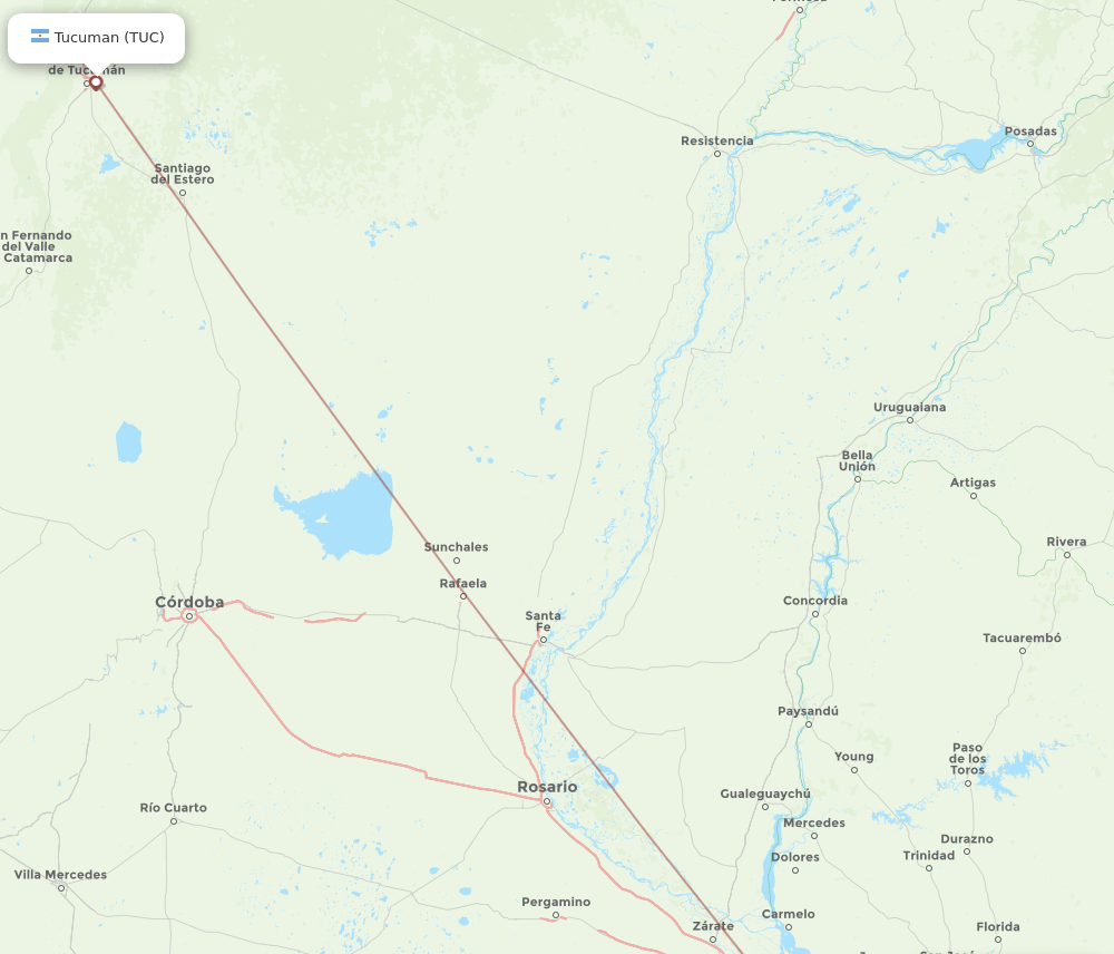 TUC to MVD flights and routes map