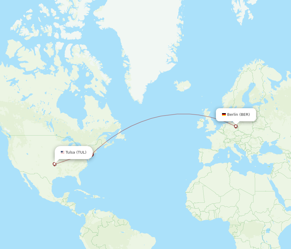TUL to BER flights and routes map